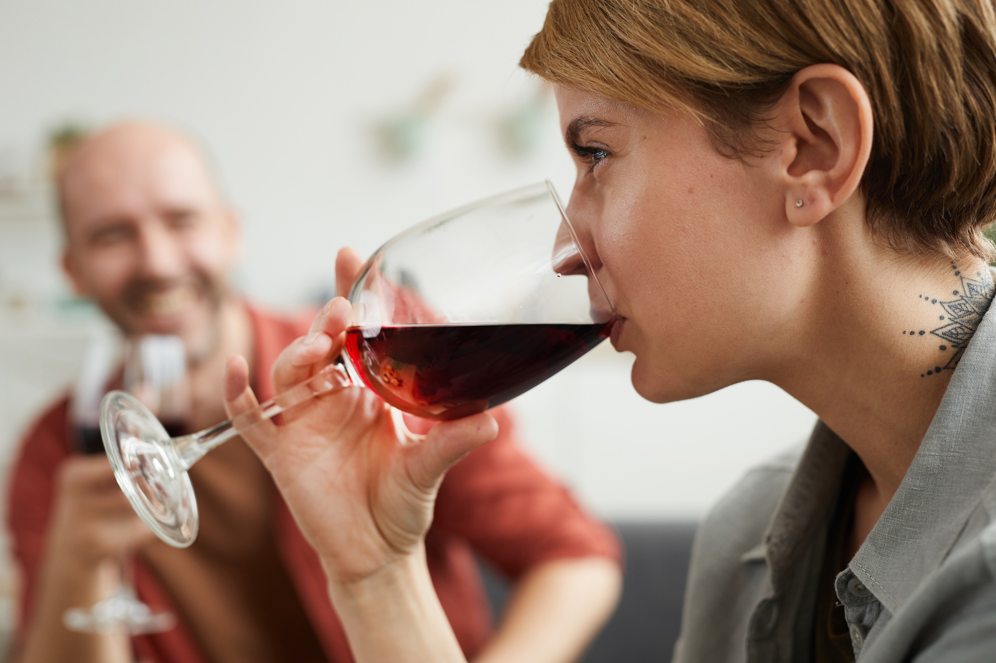 Woman drinking wine